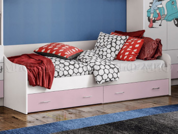 Кровать Fashion-1 Вега 0,9 м (Белый/Розовый) в Оби - ob.mebel54.com | фото