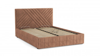 Кровать Гамма ш. 1400 (с основанием для хранения) (велюр тенерифе корица) в Оби - ob.mebel54.com | фото
