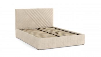 Кровать Гамма ш. 1400 (с основанием для хранения) (велюр тенерифе крем) в Оби - ob.mebel54.com | фото