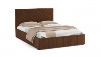 Кровать Гамма ш. 1400 (с основанием для хранения) (велюр тенерифе шоколад) в Оби - ob.mebel54.com | фото