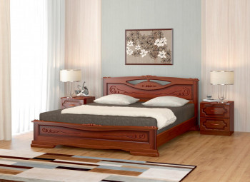 Кровать Карина-7 из массива сосны 1400*2000 Орех в Оби - ob.mebel54.com | фото