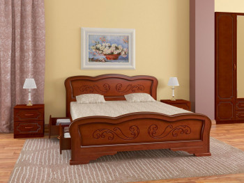 Кровать Карина-8 с ящиками из массива сосны 1200*2000 Орех в Оби - ob.mebel54.com | фото