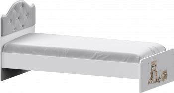Кровать Каспер с мягкой спинкой и фотопечатью (800х1900) Белый в Оби - ob.mebel54.com | фото