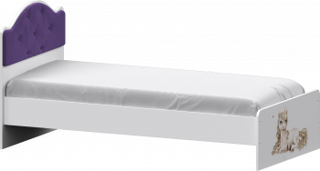Кровать Каспер с мягкой спинкой и фотопечатью (800х1900)Белый/Фиолетовый в Оби - ob.mebel54.com | фото