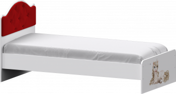 Кровать Каспер с мягкой спинкой и фотопечатью (800х1900)Белый/Красный в Оби - ob.mebel54.com | фото