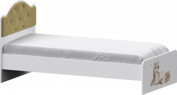 Кровать Каспер с мягкой спинкой и фотопечатью (800х1900)  Белый/Ваниль в Оби - ob.mebel54.com | фото