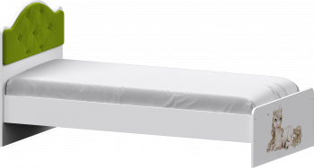 Кровать Каспер с мягкой спинкой и фотопечатью (800х2000)Белый/Лайм в Оби - ob.mebel54.com | фото
