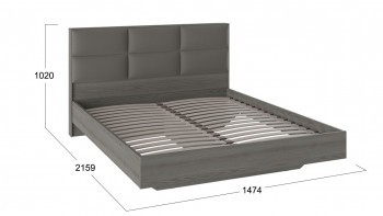 Кровать «Либерти» с мягким изголовьем Хадсон/Ткань Грей/1400 в Оби - ob.mebel54.com | фото