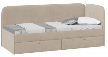 Кровать «Молли» с мягкой обивкой (900) тип 1 (Микровелюр Scandi Cream 03) в Оби - ob.mebel54.com | фото