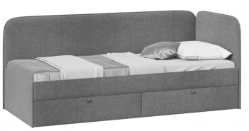 Кровать «Молли» с мягкой обивкой (900) тип 1 (Микровелюр Scandi Graphite 22) в Оби - ob.mebel54.com | фото