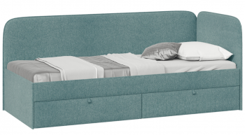 Кровать «Молли» с мягкой обивкой (900) тип 1 (Микровелюр Scandi Indigo 11) в Оби - ob.mebel54.com | фото