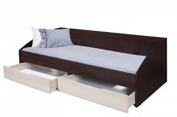 Кровать одинарная "Фея - 3" (симметричная) New (венге / вудлайн кремовый / ДВПО: белый) в Оби - ob.mebel54.com | фото