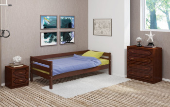 Кровать одинарная ГЛОРИЯ из массива сосны  900*2000 (Орех) в Оби - ob.mebel54.com | фото