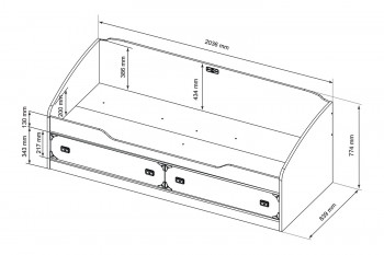 Кровать с 2-мя ящиками «Навигатор» (Дуб Каньон) в Оби - ob.mebel54.com | фото
