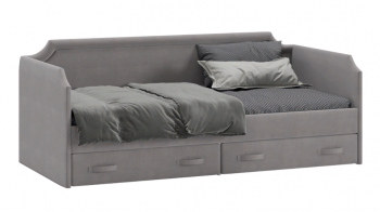 Кровать с мягкой обивкой и ящиками «Кантри» Тип 1 (900) (Велюр Светло-серый) в Оби - ob.mebel54.com | фото