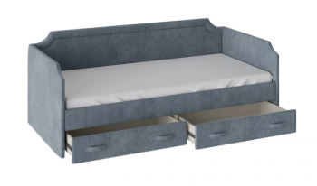Кровать с мягкой обивкой и ящиками «Кантри» Тип 1 (900) (Замша синяя) в Оби - ob.mebel54.com | фото