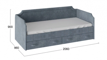 Кровать с мягкой обивкой и ящиками «Кантри» Тип 1 (900) (Замша синяя) в Оби - ob.mebel54.com | фото