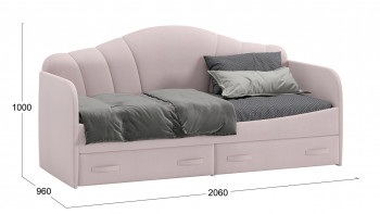 Кровать с мягкой спинкой и ящиками «Сабрина» 900 Пудровый в Оби - ob.mebel54.com | фото