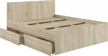Кровать с ящиками К1.6М Мадера Сонома в Оби - ob.mebel54.com | фото