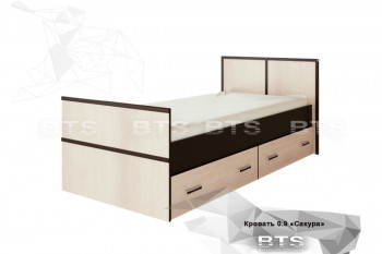 Кровать Сакура с настилом и ящиками 0,9 (Венге/Лоредо) в Оби - ob.mebel54.com | фото