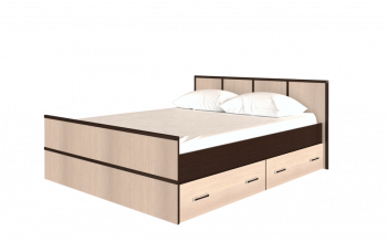 Кровать Сакура с настилом и ящиками 1,4 (Венге/Лоредо) в Оби - ob.mebel54.com | фото