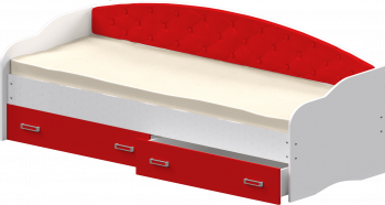 Кровать Софа-7 с мягкой спинкой (800х1900) Белый/Красный в Оби - ob.mebel54.com | фото