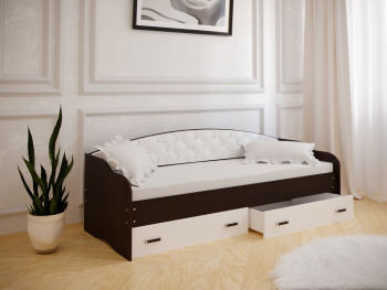 Кровать Софа-7 с мягкой спинкой (800х1900) Венге/ Белый в Оби - ob.mebel54.com | фото