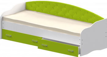 Кровать Софа-7 с мягкой спинкой (800х2000) Белый/Лайм в Оби - ob.mebel54.com | фото
