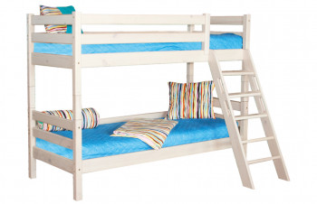 Кровать Соня вариант 10 двухъярусная с наклонной лестницей Белый полупрозрачный в Оби - ob.mebel54.com | фото