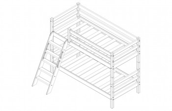 Кровать Соня вариант 12 низкая с наклонной лестницей Белый полупрозрачный в Оби - ob.mebel54.com | фото