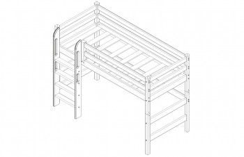 Кровать Соня вариант 5 полувысокая с прямой лестницей белый полупрозрачный в Оби - ob.mebel54.com | фото