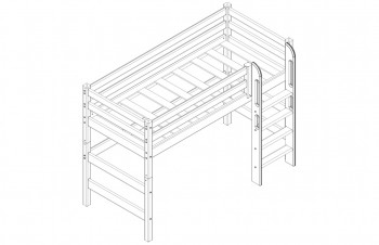 Кровать Соня вариант 5 полувысокая с прямой лестницей лаванда в Оби - ob.mebel54.com | фото