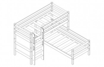 Кровать Соня вариант 7 угловая с прямой лестницей Лаванда в Оби - ob.mebel54.com | фото
