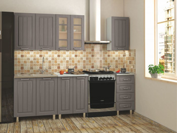 Кухонный гарнитур 1,8м Луксор высокие модули (Клен серый/корпус белый) в Оби - ob.mebel54.com | фото
