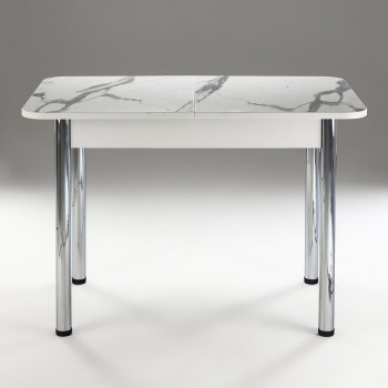 Кухонный стол 1100*700/400 ф 2 Пластик, мрамор белый в Оби - ob.mebel54.com | фото