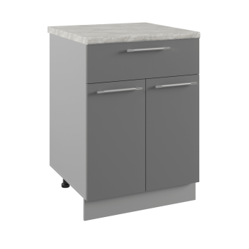 Квадро С1ЯШ 600 шкаф нижний с ящиком (Черника/корпус Серый) в Оби - ob.mebel54.com | фото
