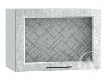 Либерти Шкаф верхний горизонтальный со стеклом ШВГС 609 (Холст грей/корпус белый) в Оби - ob.mebel54.com | фото