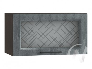 Либерти Шкаф верхний горизонтальный со стеклом ШВГС 609 (Холст грей/корпус венге) в Оби - ob.mebel54.com | фото