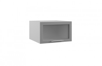 Лофт ГПГС 600 шкаф верхний горизонтальный глубокий со стеклом (Штукатурка белая/корпус Серый) в Оби - ob.mebel54.com | фото