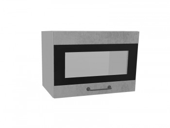 Лофт ПГСФ 500 шкаф верхний горизонтальный со стеклом и фотопечатью (Бетон светлый/корпус Серый) в Оби - ob.mebel54.com | фото