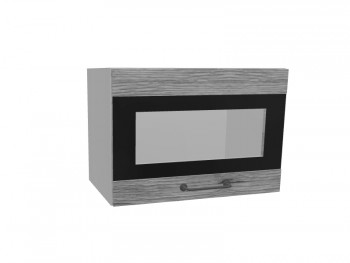 Лофт ПГСФ 500 шкаф верхний горизонтальный со стеклом и фотопечатью (Дуб майский/корпус Серый) в Оби - ob.mebel54.com | фото