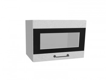 Лофт ПГСФ 500 шкаф верхний горизонтальный со стеклом и фотопечатью (Штукатурка белая/корпус Серый) в Оби - ob.mebel54.com | фото
