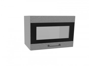 Лофт ПГСФ 500 шкаф верхний горизонтальный со стеклом и фотопечатью (Штукатурка серая/корпус Серый) в Оби - ob.mebel54.com | фото