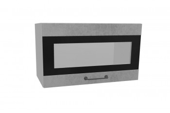 Лофт ПГСФ 600 шкаф верхний горизонтальный со стеклом и фотопечатью (Бетон светлый/корпус Серый) в Оби - ob.mebel54.com | фото