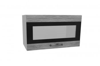 Лофт ПГСФ 600 шкаф верхний горизонтальный со стеклом и фотопечатью (Дуб майский/корпус Серый) в Оби - ob.mebel54.com | фото