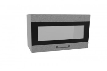 Лофт ПГСФ 600 шкаф верхний горизонтальный со стеклом и фотопечатью (Штукатурка серая/корпус Серый) в Оби - ob.mebel54.com | фото