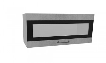 Лофт ПГСФ 800 шкаф верхний горизонтальный со стеклом и фотопечатью (Бетон светлый/корпус Серый) в Оби - ob.mebel54.com | фото