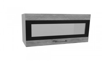 Лофт ПГСФ 800 шкаф верхний горизонтальный со стеклом и фотопечатью (Дуб майский/корпус Серый) в Оби - ob.mebel54.com | фото
