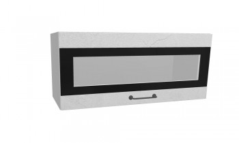 Лофт ПГСФ 800 шкаф верхний горизонтальный со стеклом и фотопечатью (Штукатурка белая/корпус Серый) в Оби - ob.mebel54.com | фото
