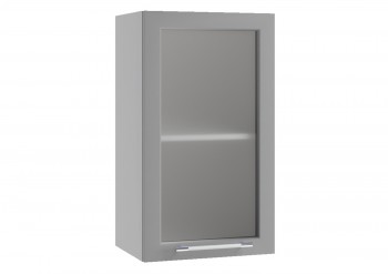 Лофт ПС 400 шкаф верхний со стеклом (Штукатурка белая/корпус Серый) в Оби - ob.mebel54.com | фото